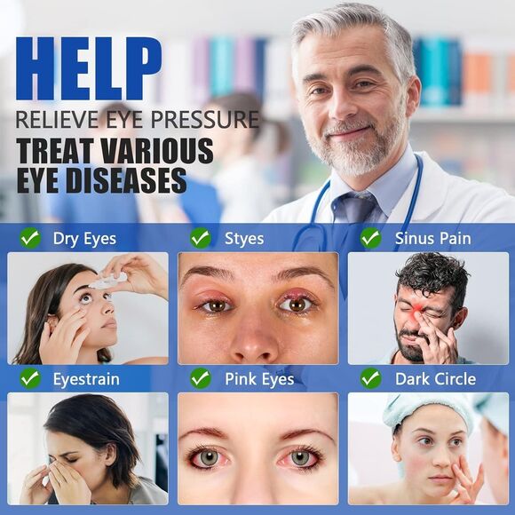 Heated Eye Mask Dry Heat Compress w Flaxseed Warm Temperature Timer Control - Picture 2 of 12